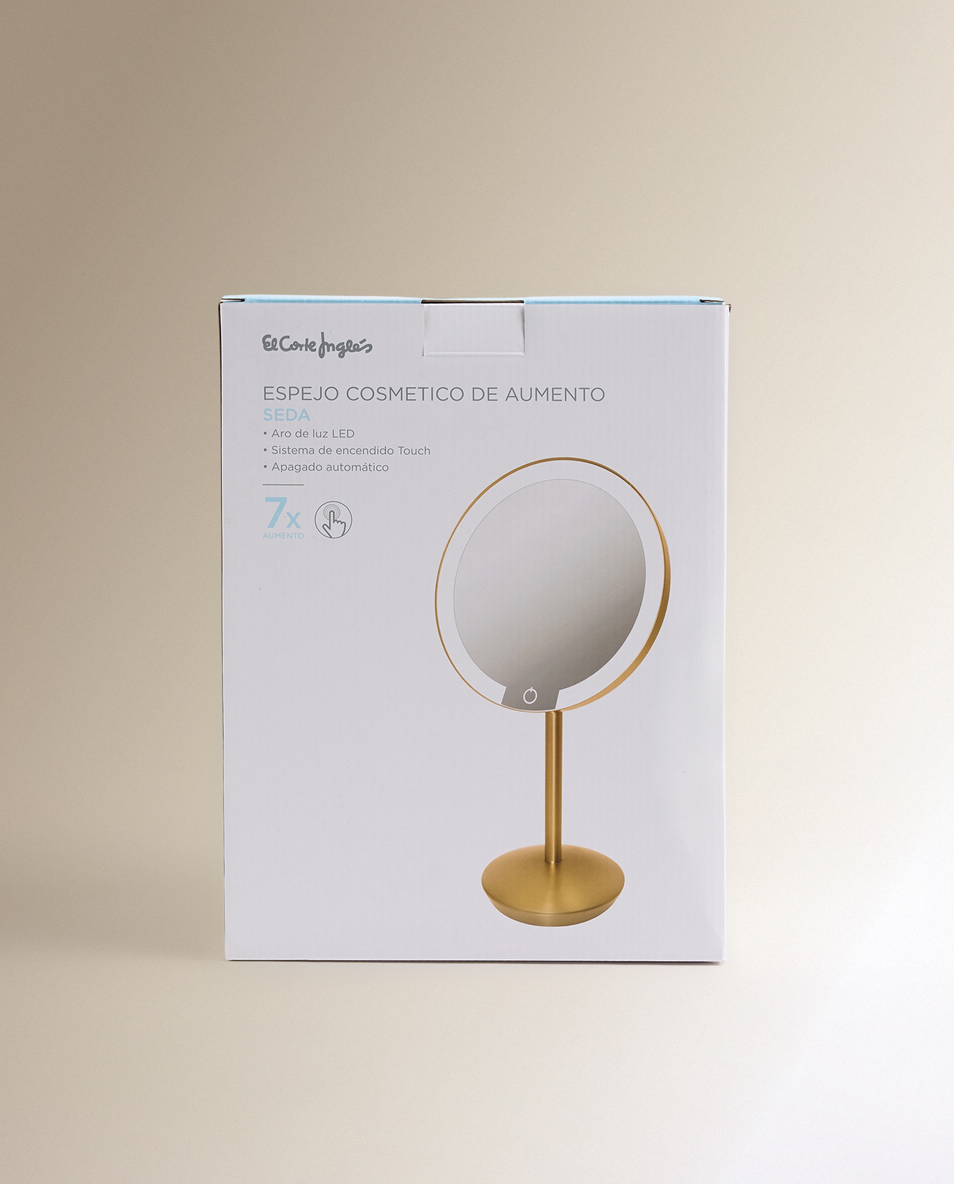 Espelho Cosmético de Mesa com Aumento x7 e Luz LED Seda Dourado mate-4