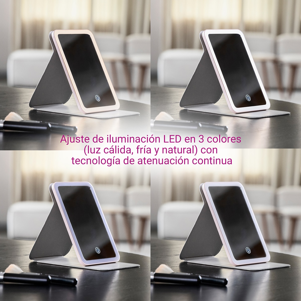 Espejo cosmético tipo tableta con luz LED Medisana - Rosa Rosa-4