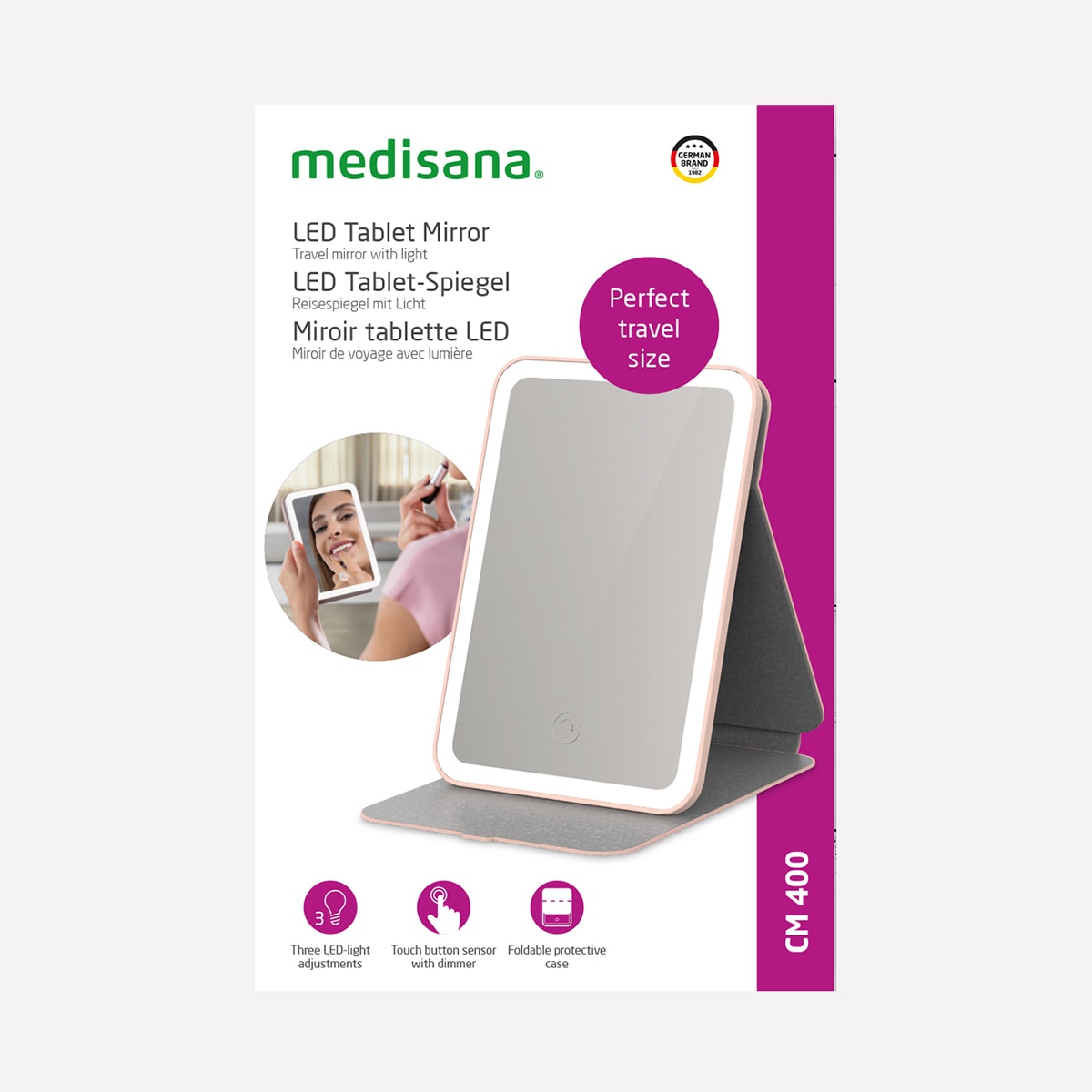 Espejo cosmético tipo tableta con luz LED Medisana - Rosa Rosa-5