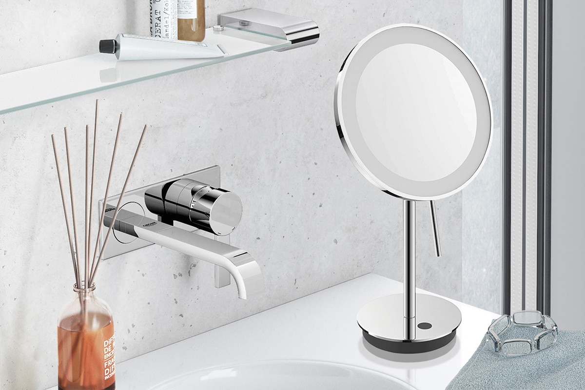 Espelho Cosmético de Mesa com Luz LED e Aumento x5 Alona Aço-3