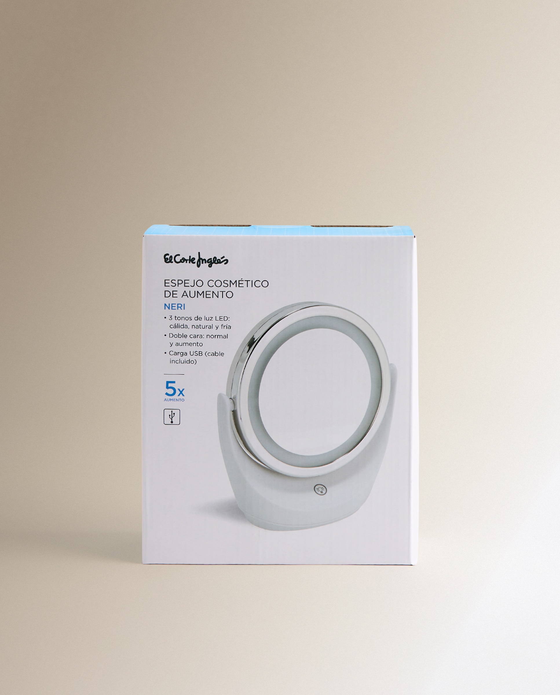 Espelho cosmético de aumento com luz LED Neri Branco-5