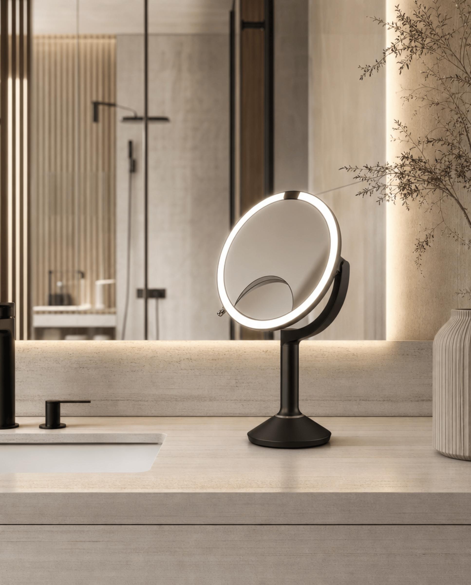 Imagen 2 de Espejo cosmético sobremesa con luz led - Negro mate Negro mate