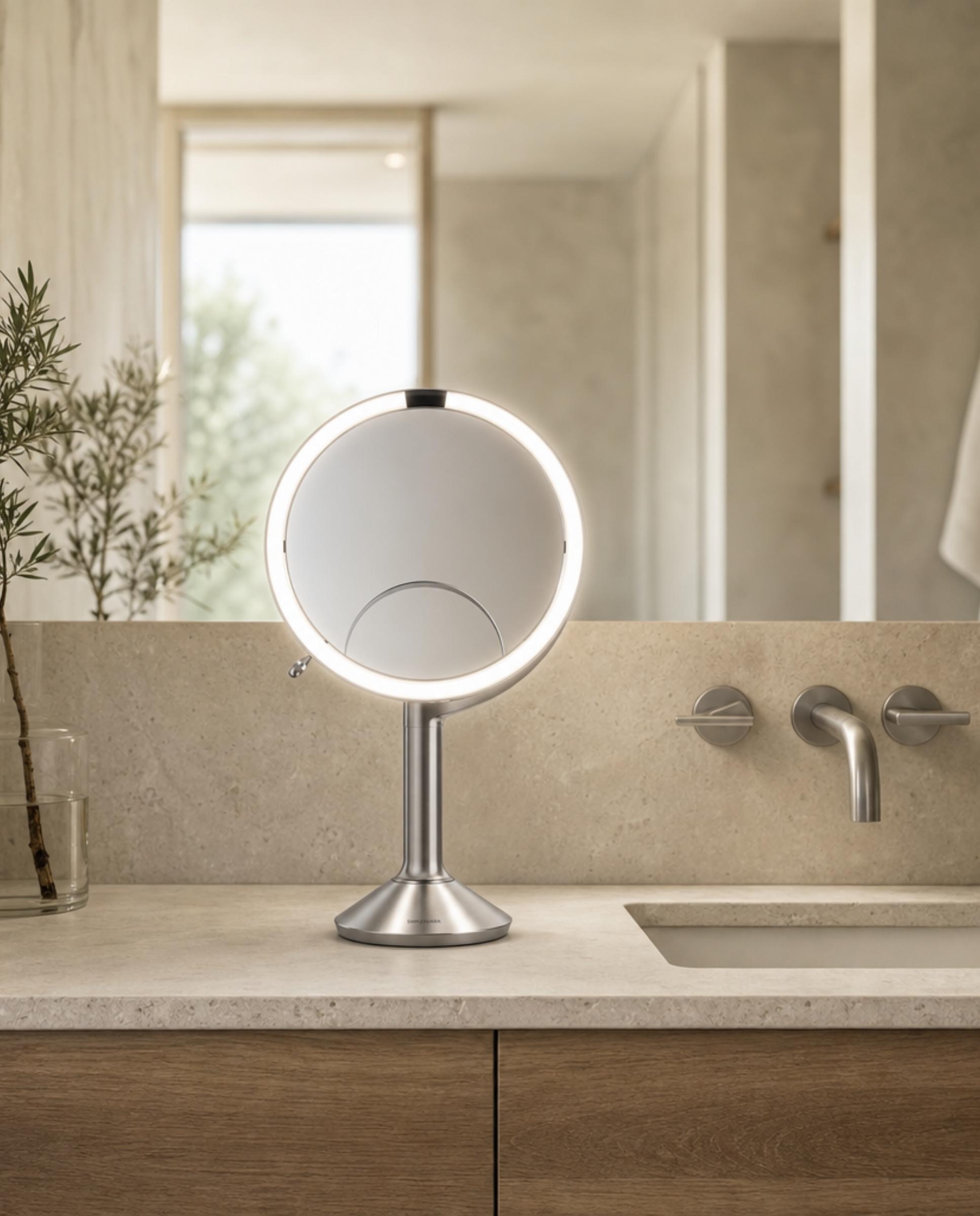 Imagen 2 de Espejo cosmético sobremesa con luz led - Acero cepillado Acero cepillado