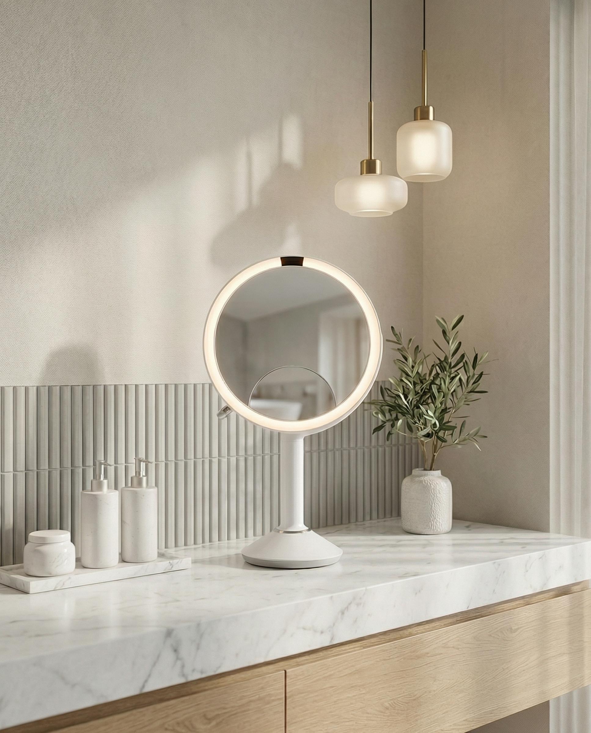 Imagen 2 de Espejo cosmético sobremesa con luz led - Blanco mate Blanco mate