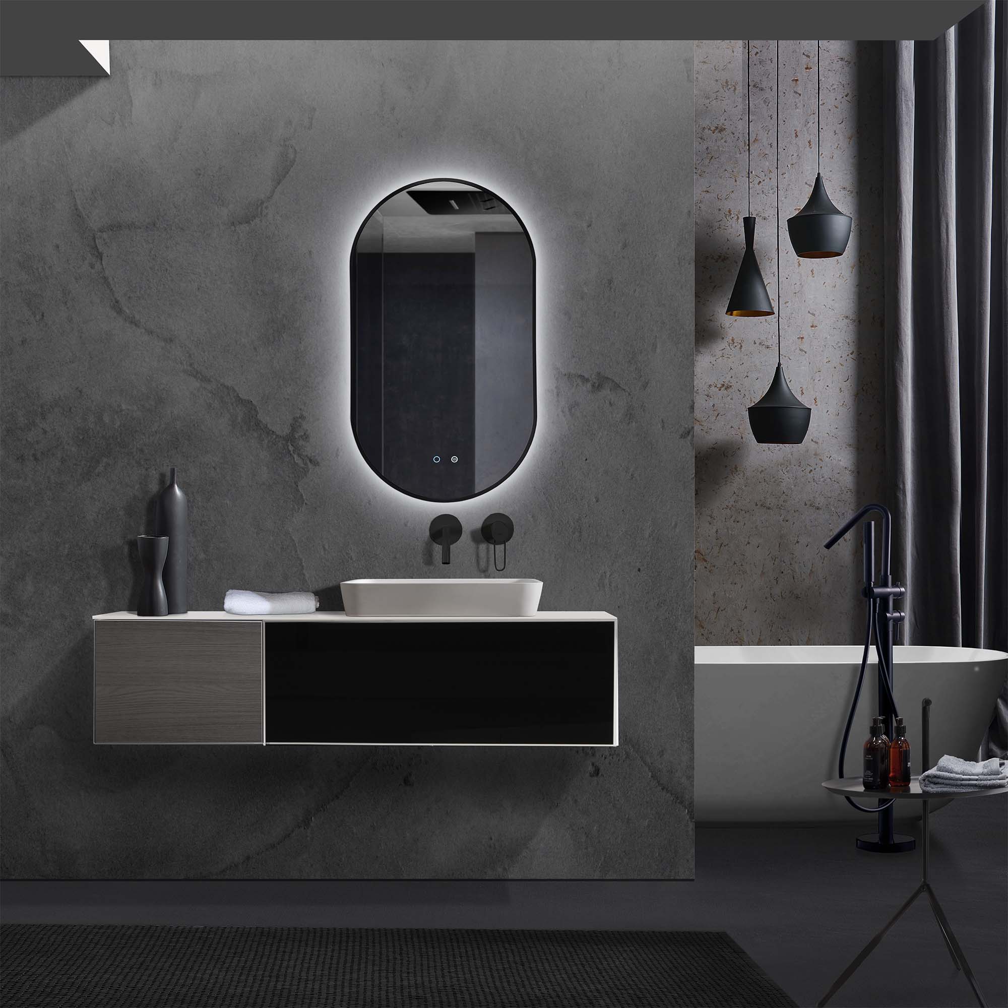 Imagen 3 de Espejo de baño ovalado retroiluminado Tokyo Ledimex - Negro Negro