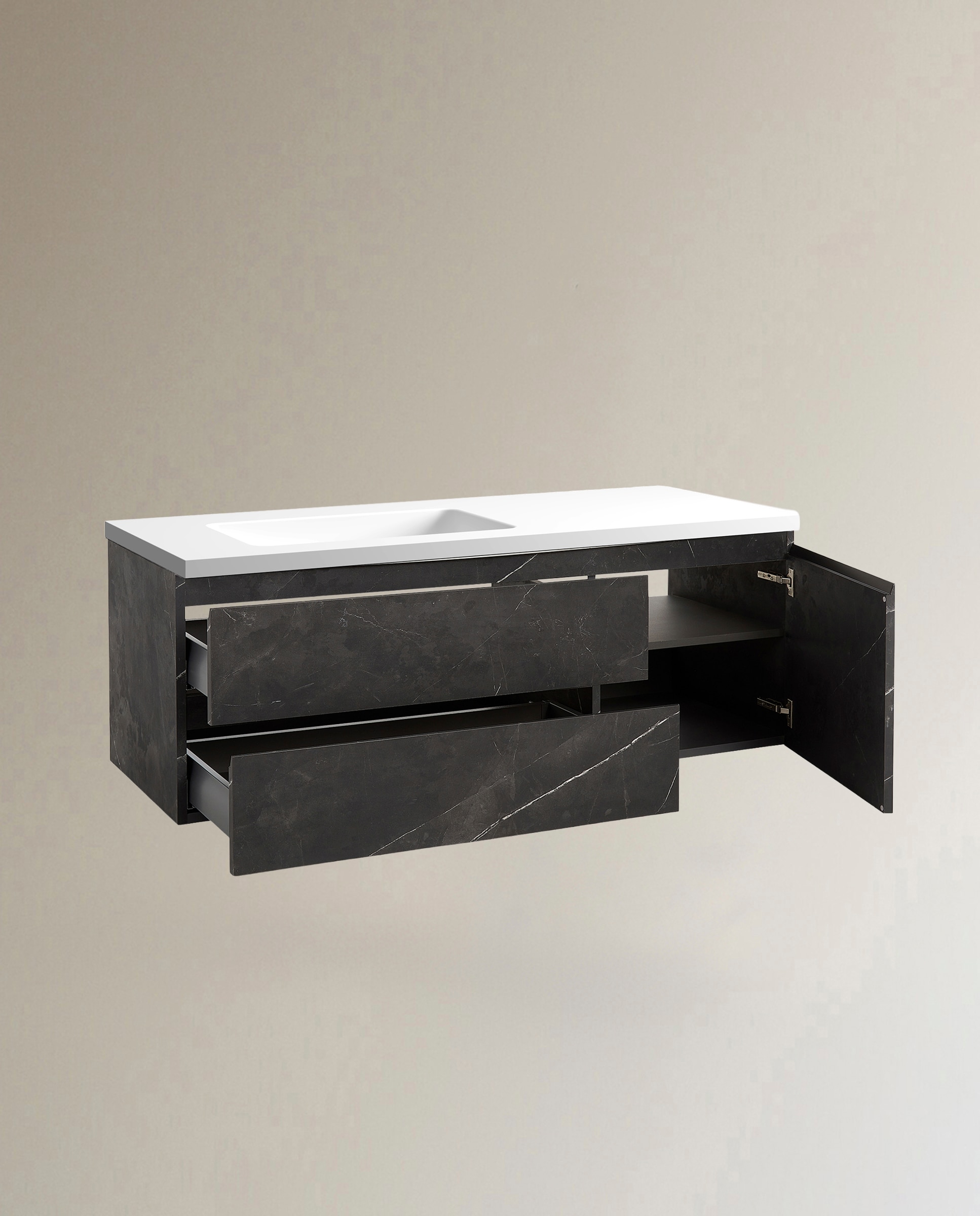 Móvel de Banho Suspenso com Bancada e Lavatório Karbon Preto-3
