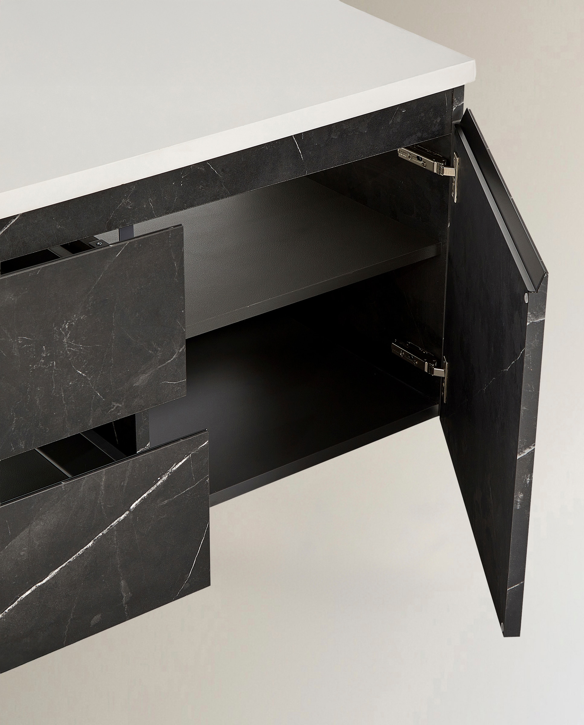 Móvel de Banho Suspenso com Bancada e Lavatório Karbon Preto-4