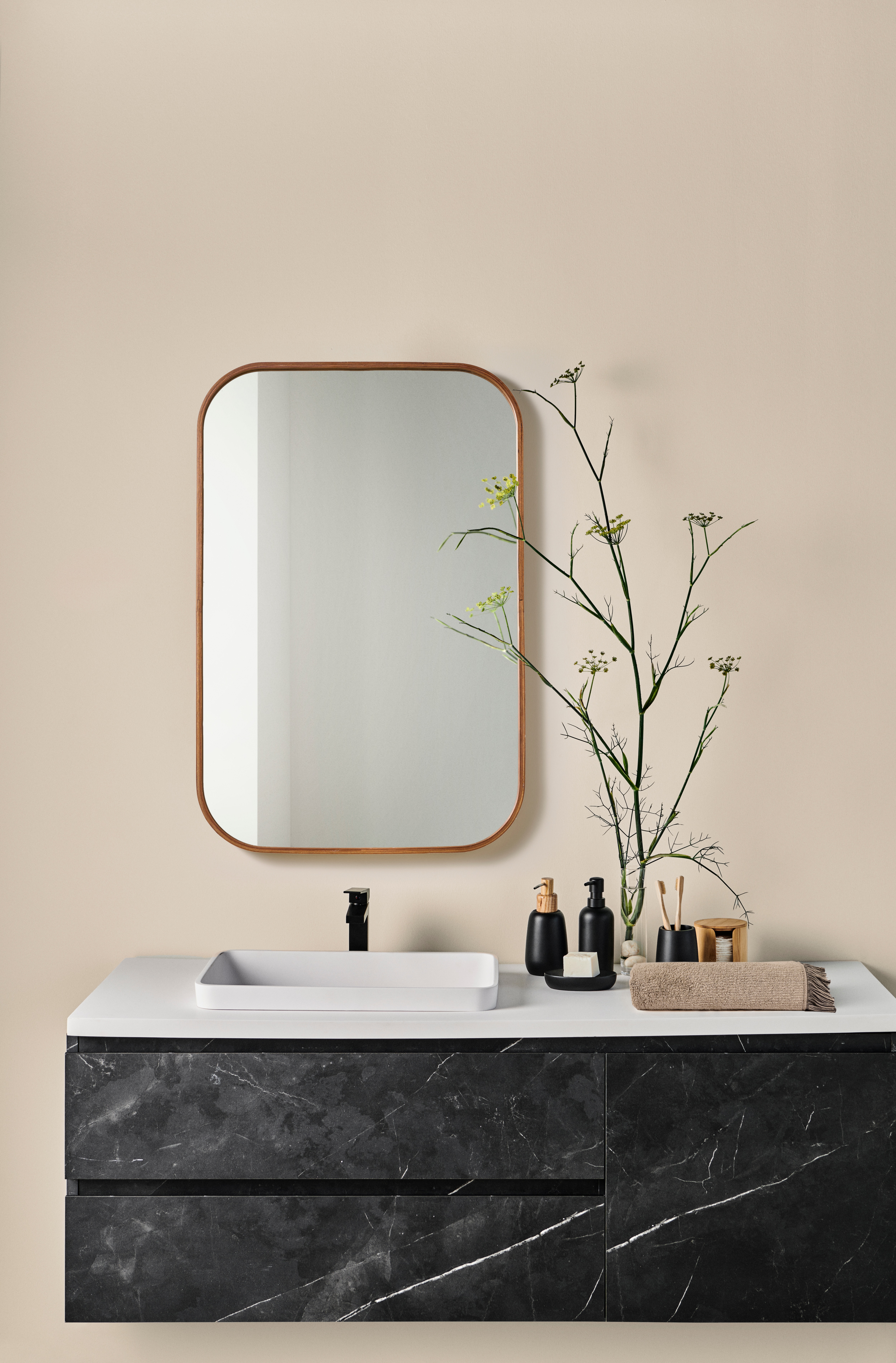 Móvel de Banho Suspenso com Bancada e Lavatório Karbon Preto-5