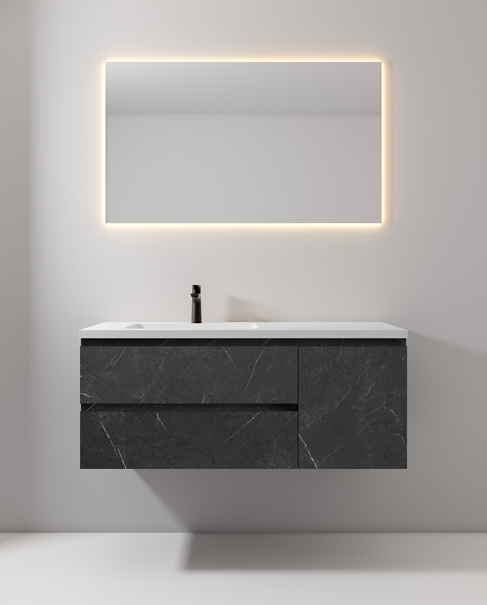 Móvel de Banho Suspenso com Bancada e Lavatório Karbon Preto-6