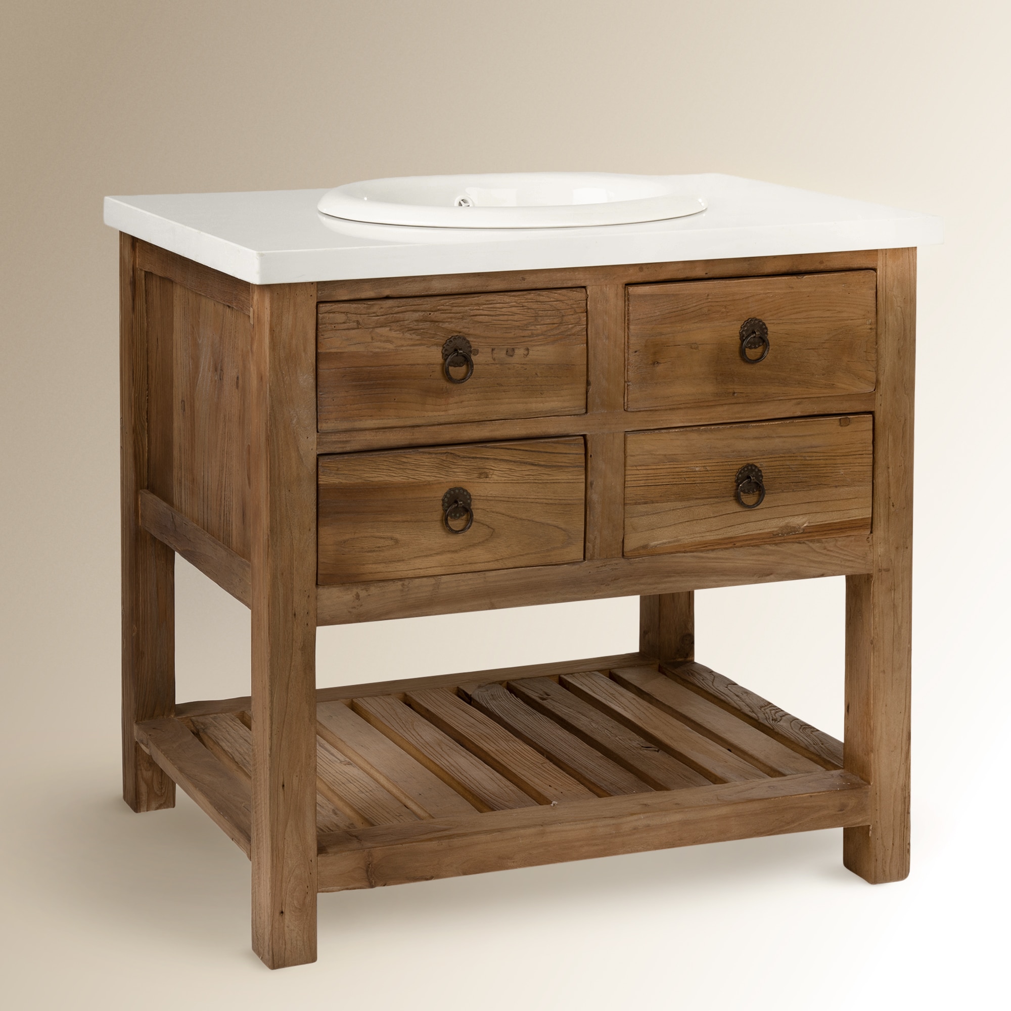 Móvel de casa de banho com 4 gavetas Opium Olmo envelhecido-1