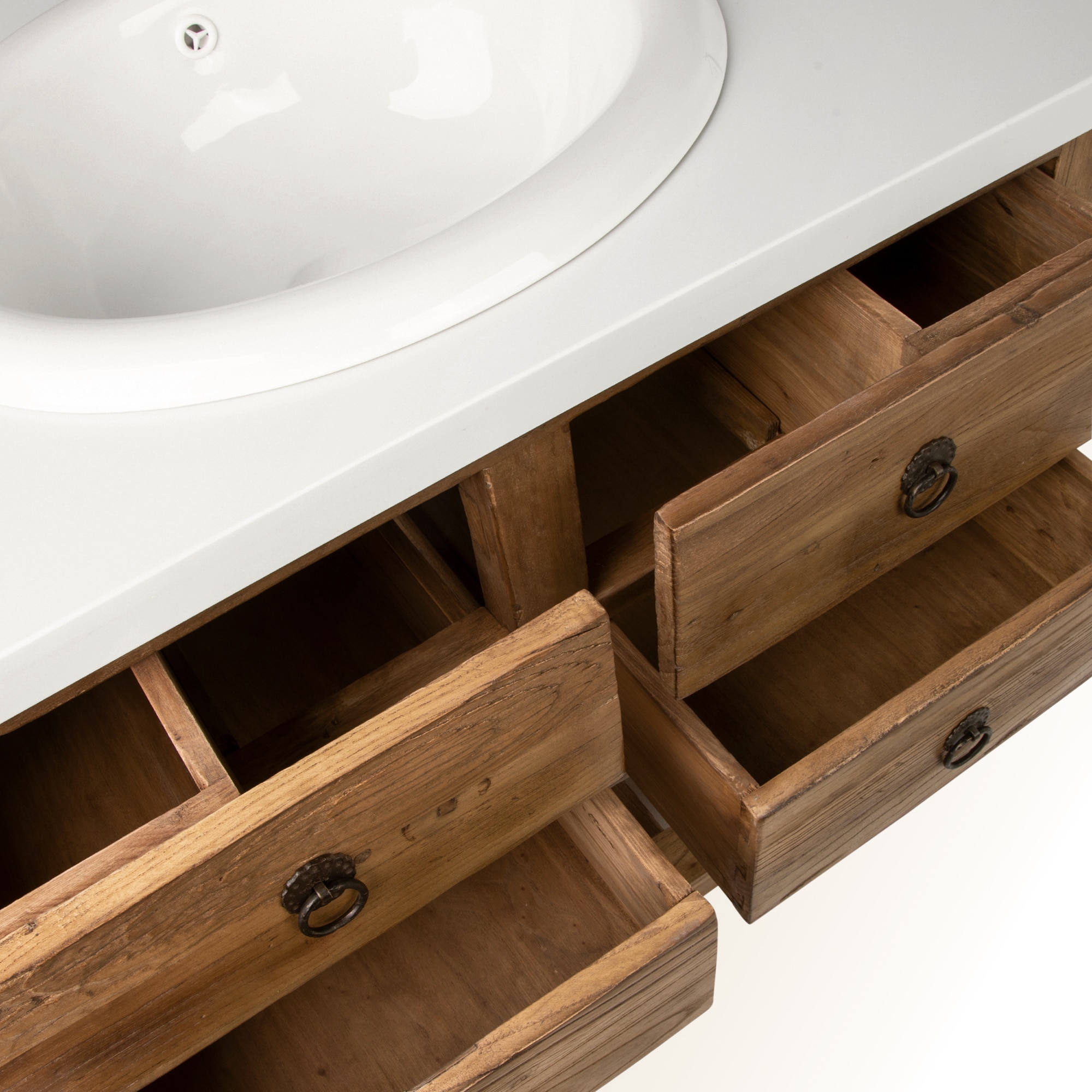 Móvel de casa de banho com 4 gavetas Opium Olmo envelhecido-5