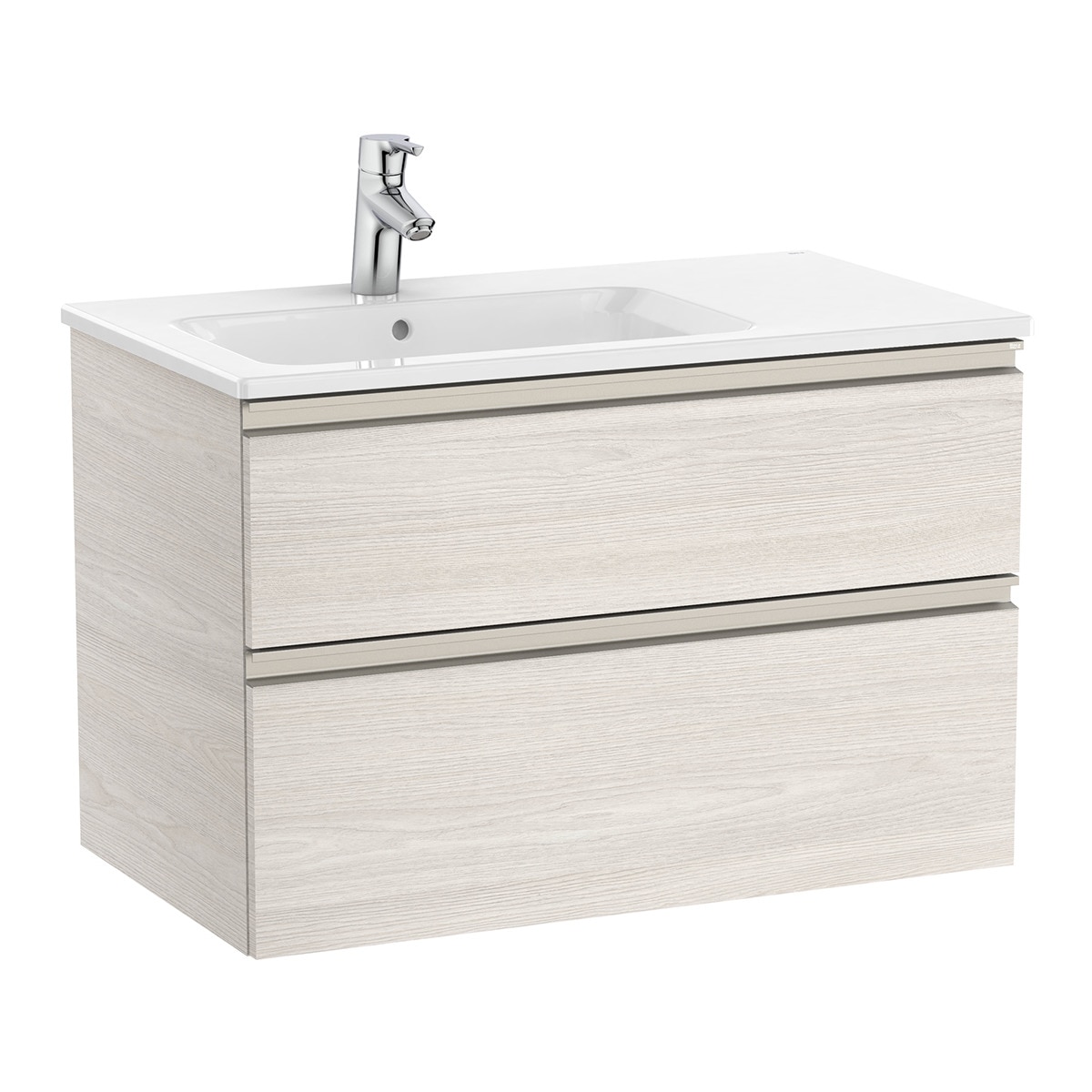 Mueble de baño con 2 cajones y lavabo a la izquierda The Gap Roca - Fresno 80 cm Fresno-1