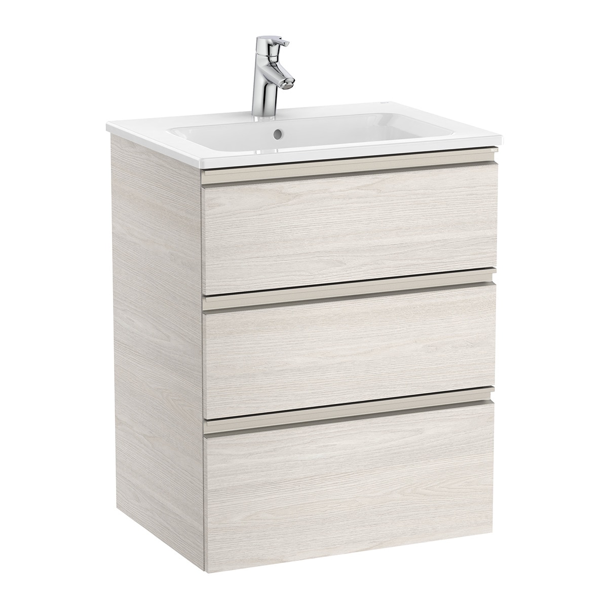 Mueble de baño con 3 cajones y lavabo The Gap Roca - Fresno 60 cm Fresno-1