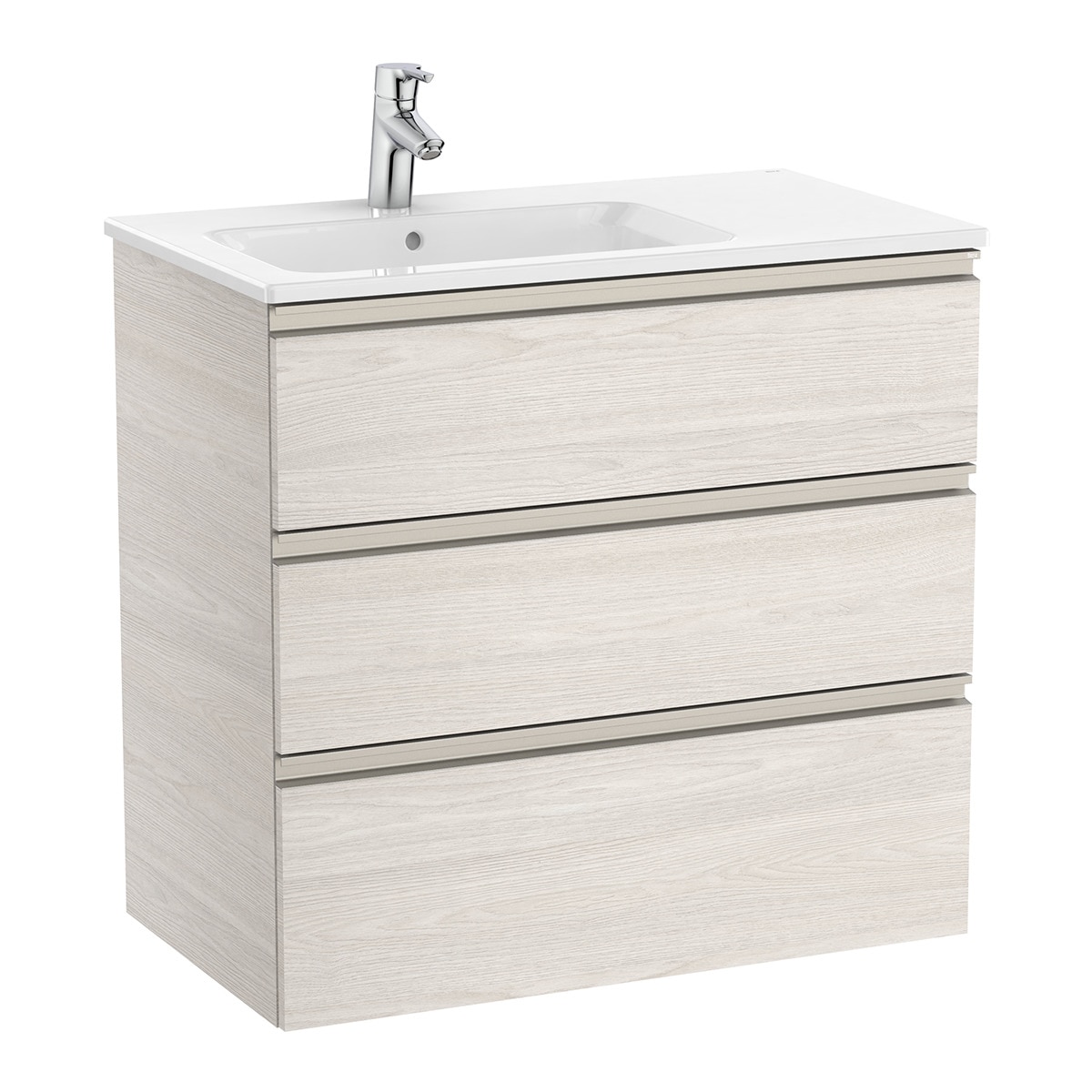 Mueble de baño con 3 cajones y lavabo a la izquierda The Gap Roca - Fresno 80 cm Fresno-1