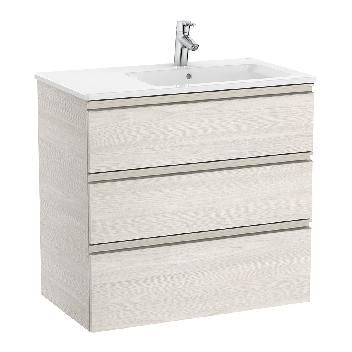 Mueble de baño con 3 cajones y lavabo a la derecha The Gap Roca - Fresno 80 cm Fresno-1