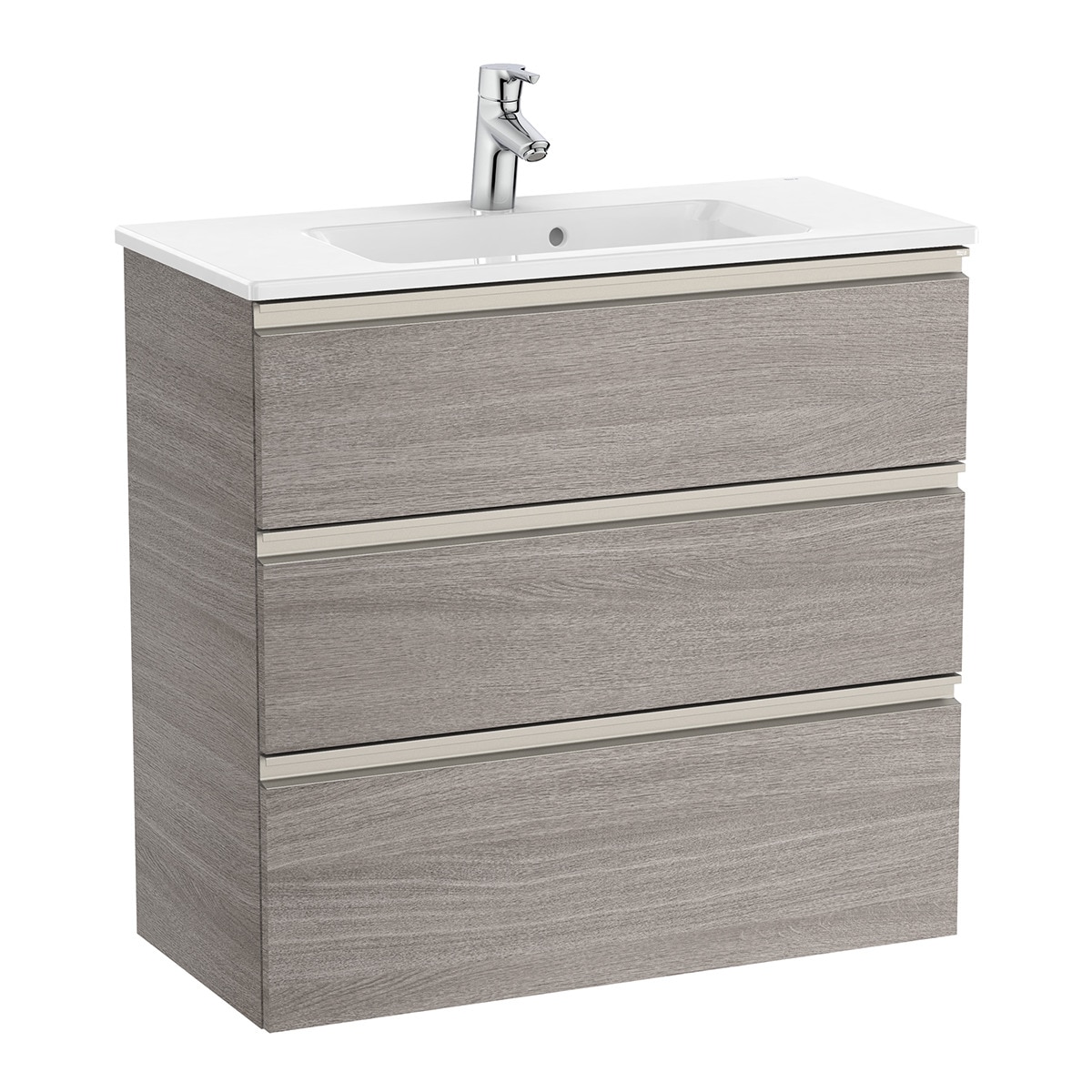 Mueble de baño compacto con 3 cajones y lavabo The Gap Roca - Roble city 80 cm Roble city-1