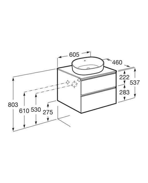 Mueble de baño con 2 cajones The Gap Roca - Fresno 60 cm Fresno-2