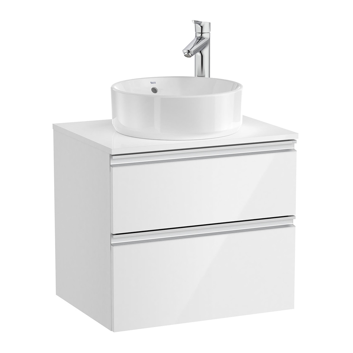 Mueble de baño con 2 cajones The Gap Roca - Blanco brillo 60 cm Blanco brillo-1