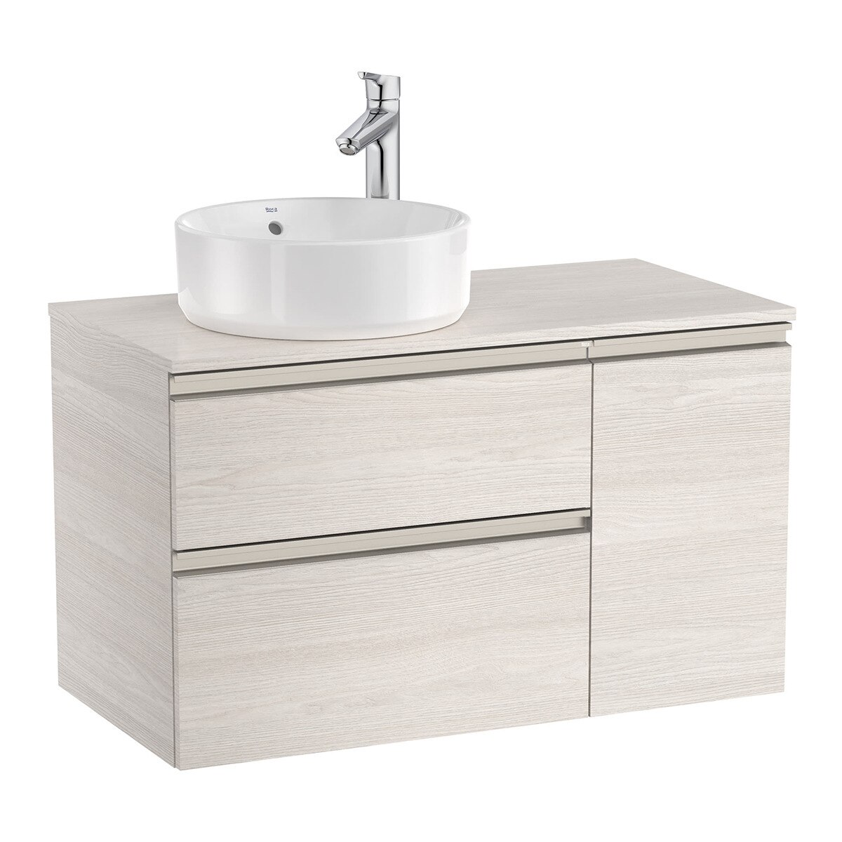 Mueble de baño con 2 cajones y 1 puerta a la derecha The Gap Roca - Fresno 90 cm Fresno-1