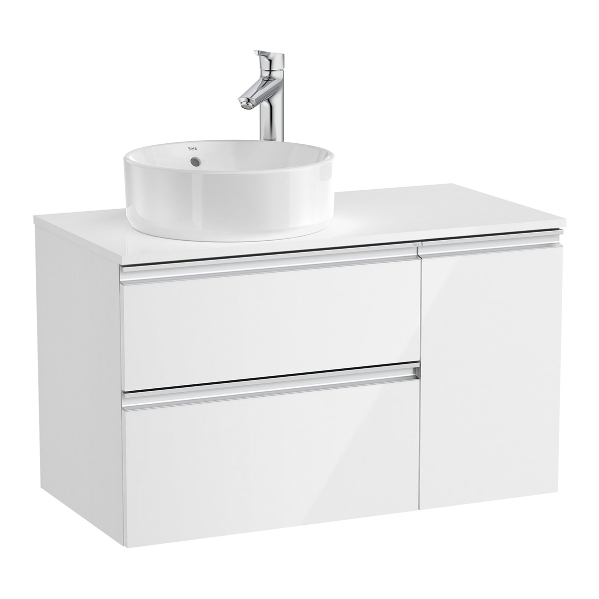 Mueble de baño con 2 cajones y 1 puerta a la derecha The Gap Roca - Blanco brillo 90 cm Blanco brillo-1