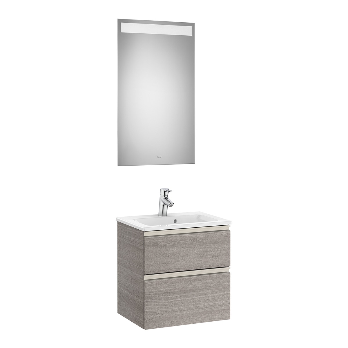 Roca - Conjunto con mueble de baño compacto con 2 cajones, lavabo y espejo con luz LED The Gap Roca.