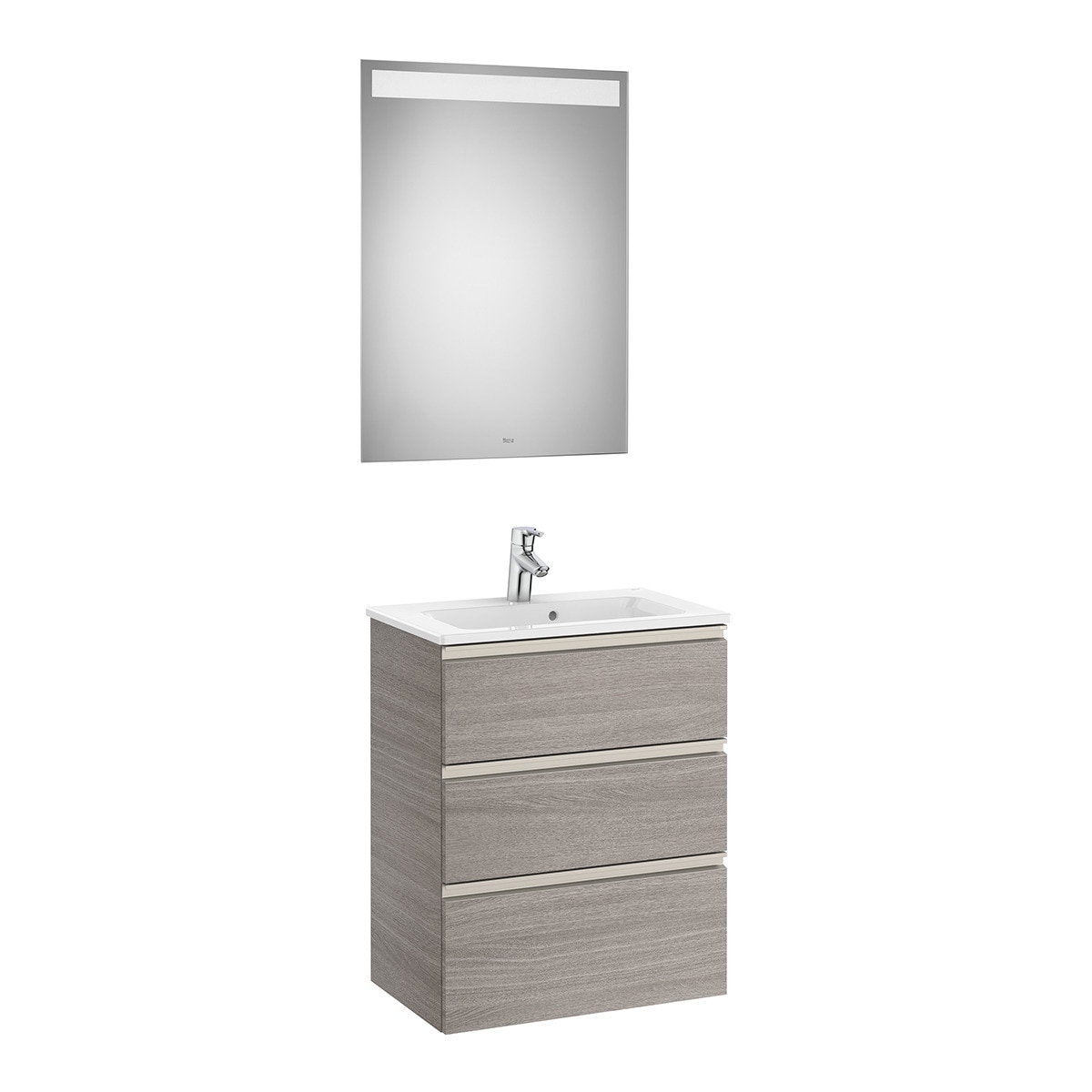 Roca - Conjunto con mueble de baño compacto con 3 cajones, lavabo y espejo con luz LED The Gap Roca.