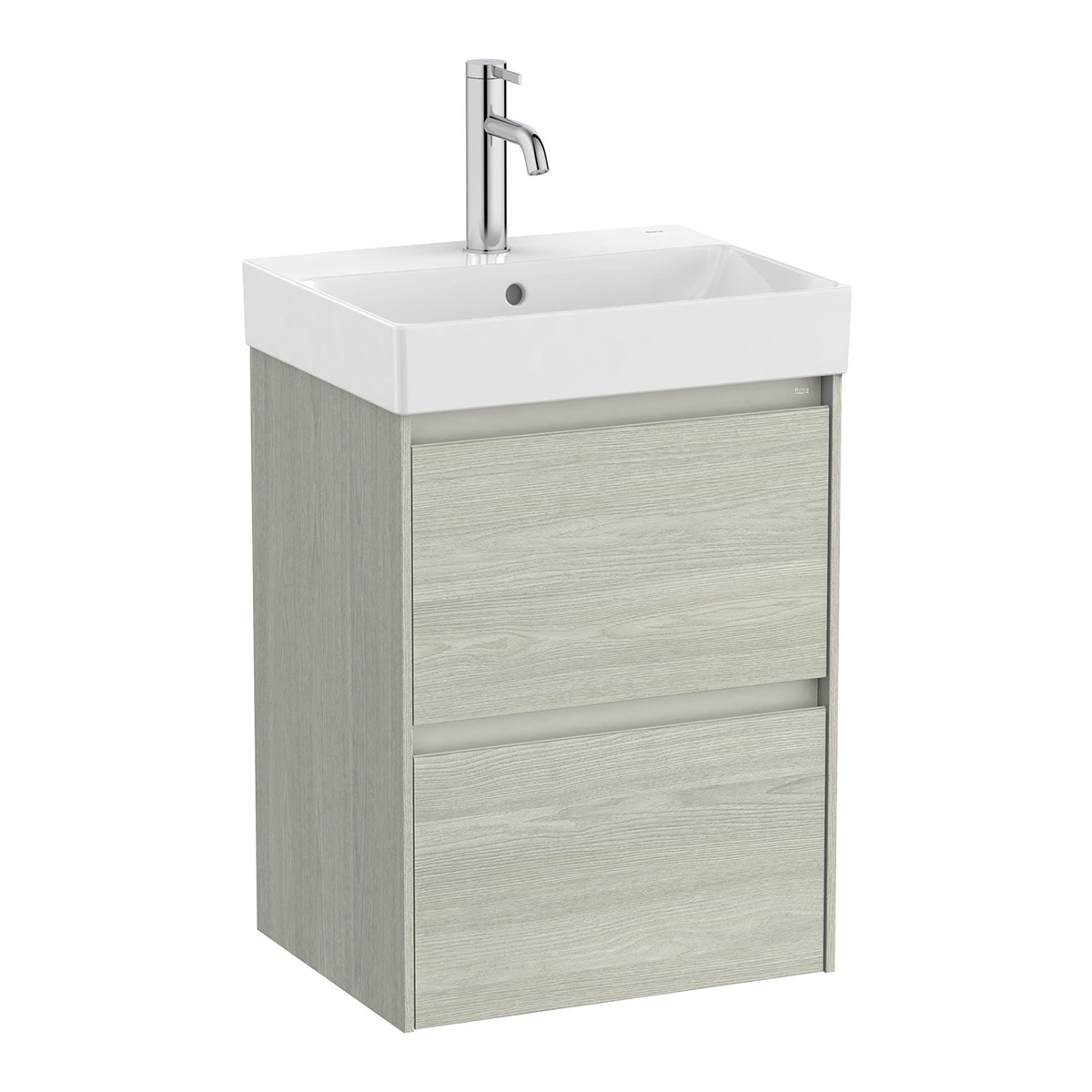 Mueble de baño compacto con 2 cajones y lavabo Ona Roca - Roble claro 45 cm Roble claro-1
