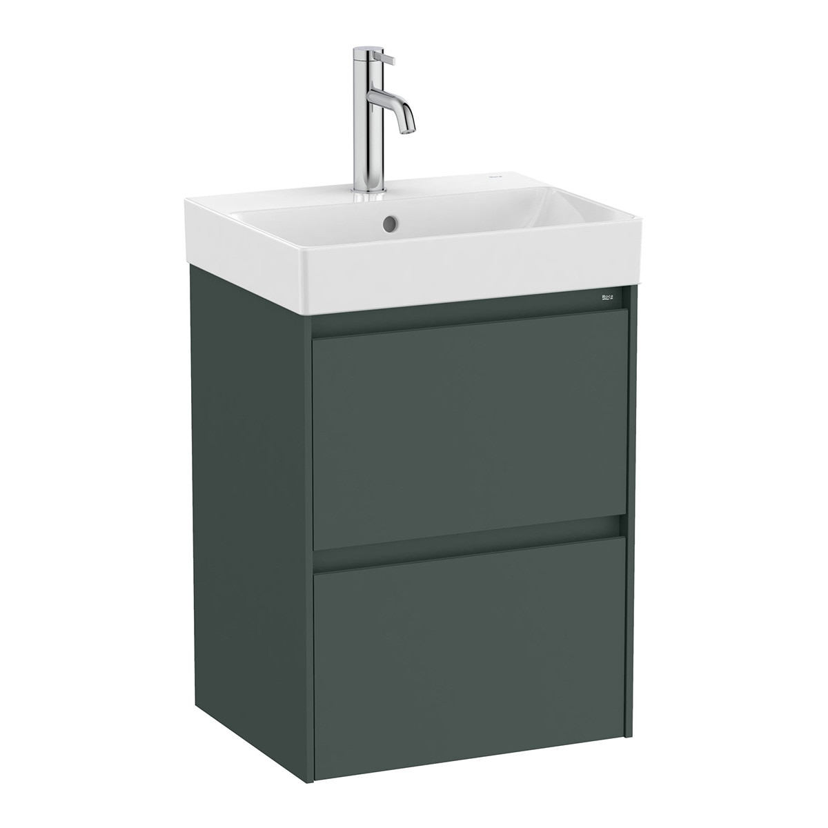 Mueble de baño compacto con 2 cajones y lavabo Ona Roca Verde mate 45 cm Verde mate-1