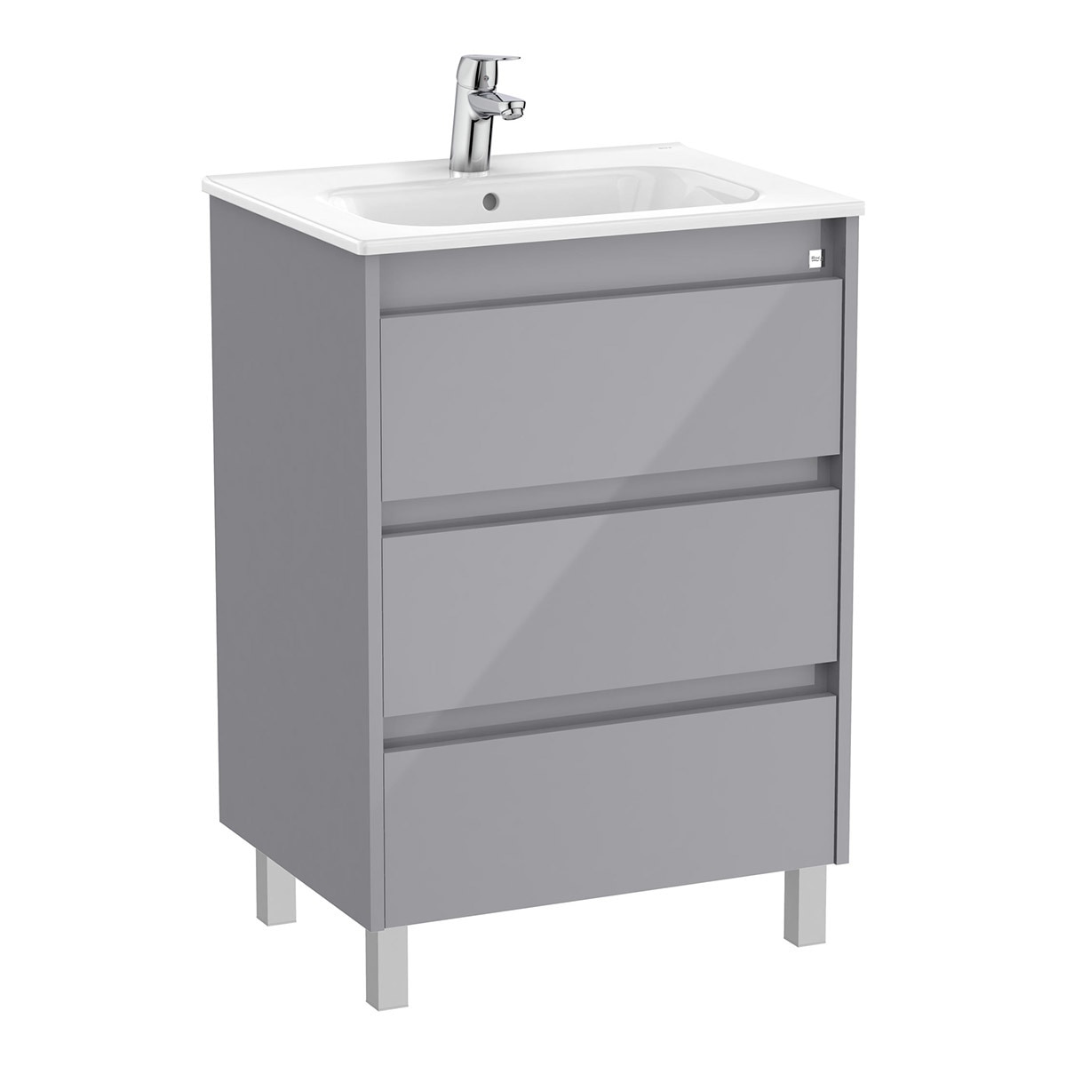 Mueble de baño con 3 cajones Tenet Roca - Gris 60 cm Gris-1