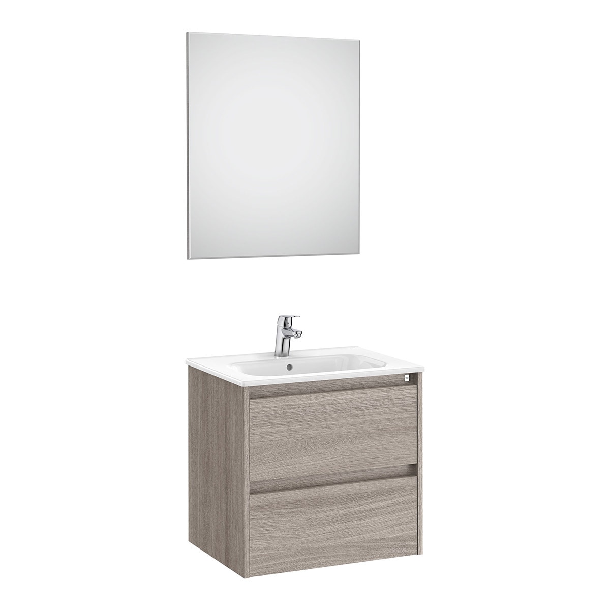Roca - Conjunto de baño con mueble con 2 cajones y espejo con luz LED Tenet Roca.