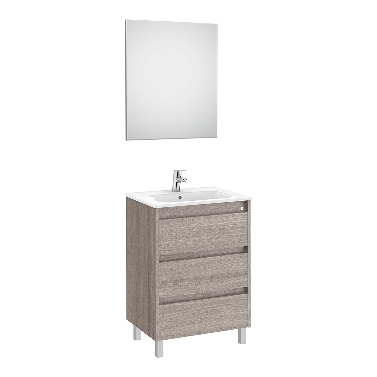 Roca - Conjunto de baño con mueble con 3 cajones y espejo con luz LED Tenet Roca.