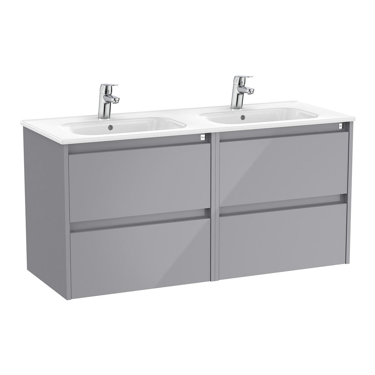 Mueble de baño doble con 4 cajones Tenet Roca - Gris Gris-1
