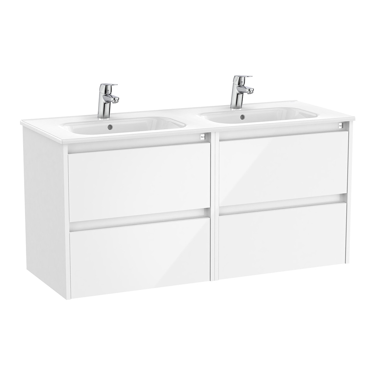 Mueble de baño doble con 4 cajones Tenet Roca - Blanco Blanco-1