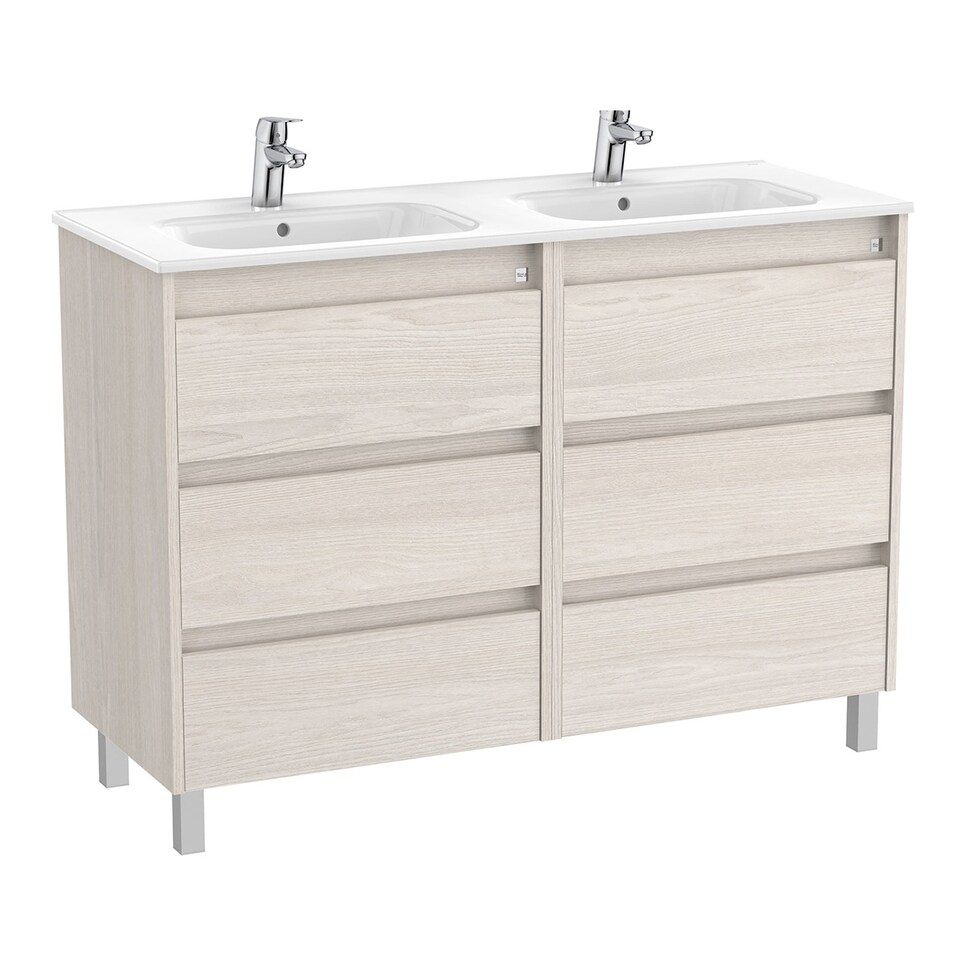 Imagen 1 de Mueble de baño doble con 6 cajones Tenet Roca Blanco