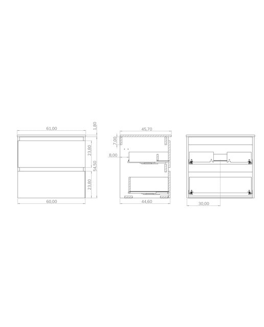 Mueble de baño con dos cajones y encimera cerámica Oslo Artysan - Roble 60 cm Roble-3