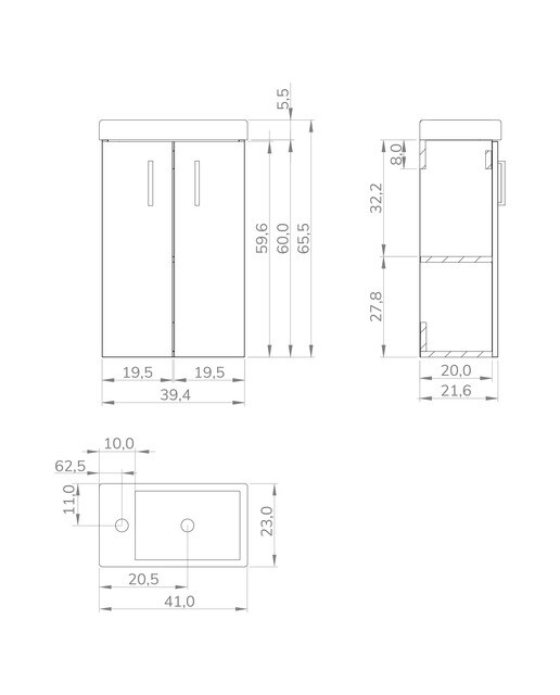 Mueble de baño con dos puertas y lavabo Lavamanos Artysan - Roble Roble-3