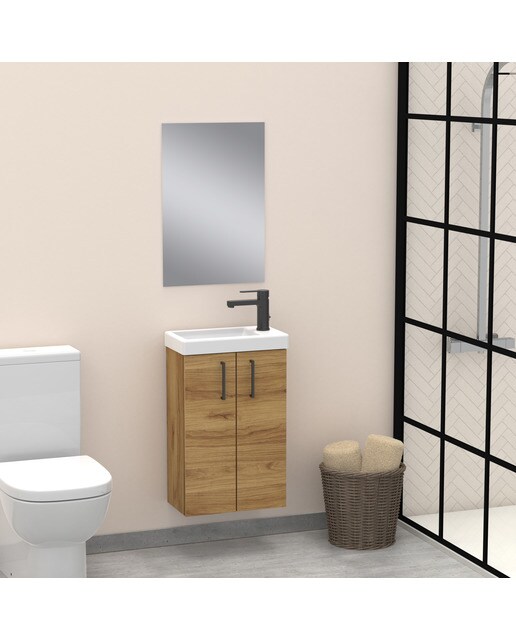 Mueble de baño con dos puertas y lavabo Lavamanos Artysan - Roble Roble-4