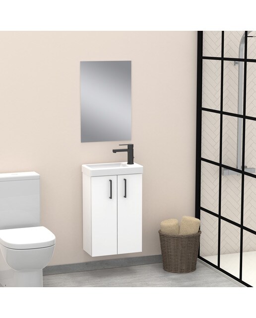 Mueble de baño con dos puertas y lavabo Lavamanos Artysan - Blanco mate Blanco mate-3