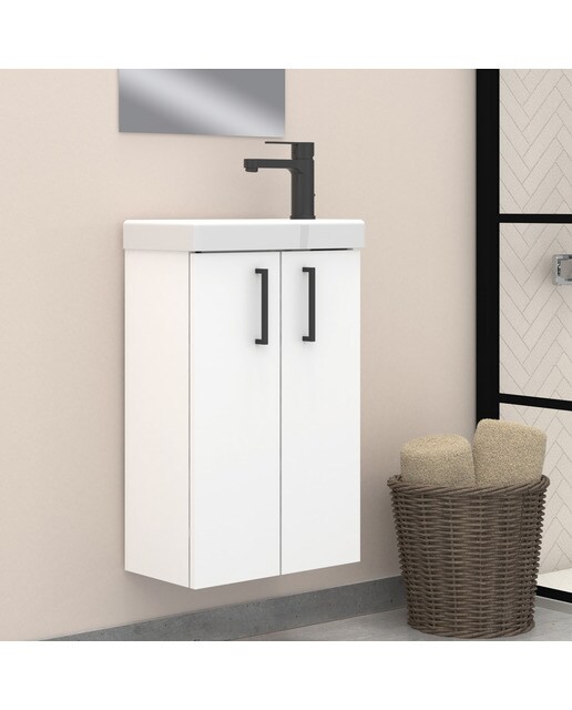 Mueble de baño con dos puertas y lavabo Lavamanos Artysan - Blanco mate Blanco mate-4