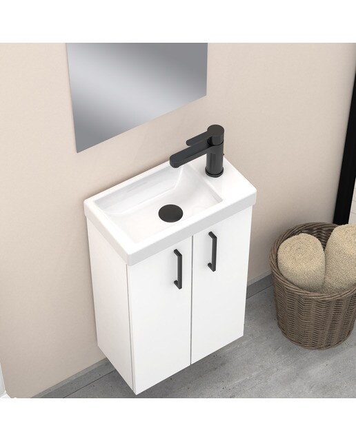 Mueble de baño con dos puertas y lavabo Lavamanos Artysan - Blanco mate Blanco mate-5