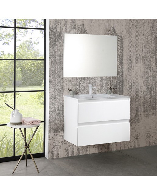 Mueble de baño con 2 cajones Alaska Jumar - Blanco brillo 60 cm Blanco brillo-2