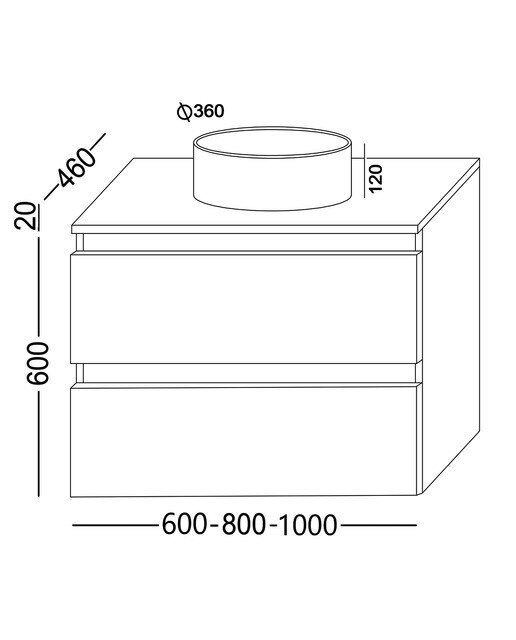 Mueble de baño con 2 cajones y lavabo sobre encimera Alaska Jumar - Blanco brillo 60 cm Blanco brillo-3