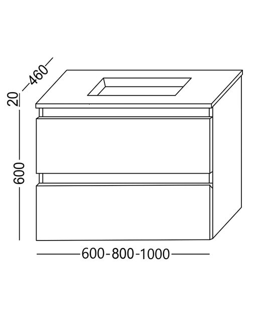 Mueble de baño con 2 cajones Alaska Jumar - Blanco mate 60 cm Blanco mate-3
