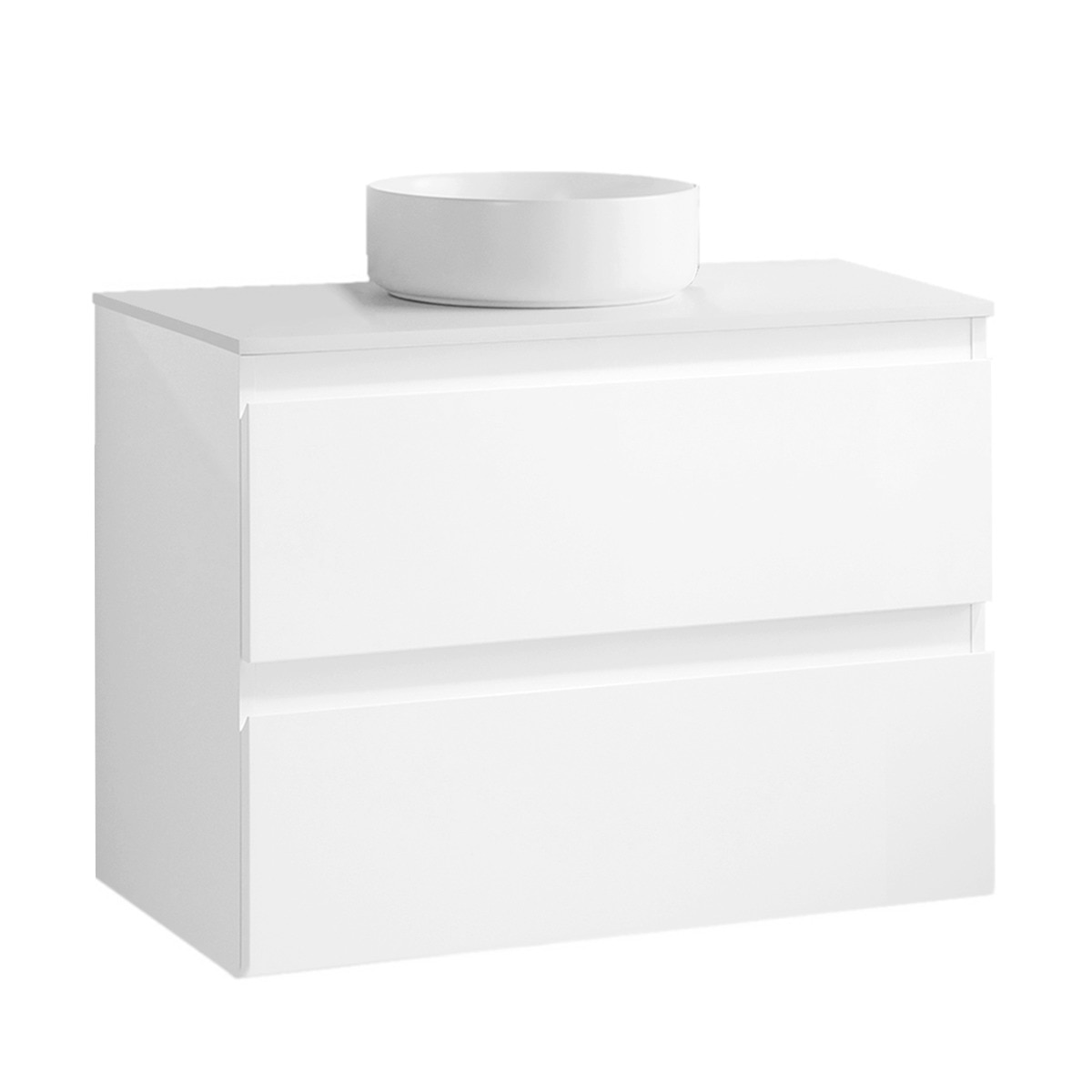 Imagen 0 de Mueble de baño con 2 cajones y lavabo sobre encimera Alaska Jumar Blanco mate