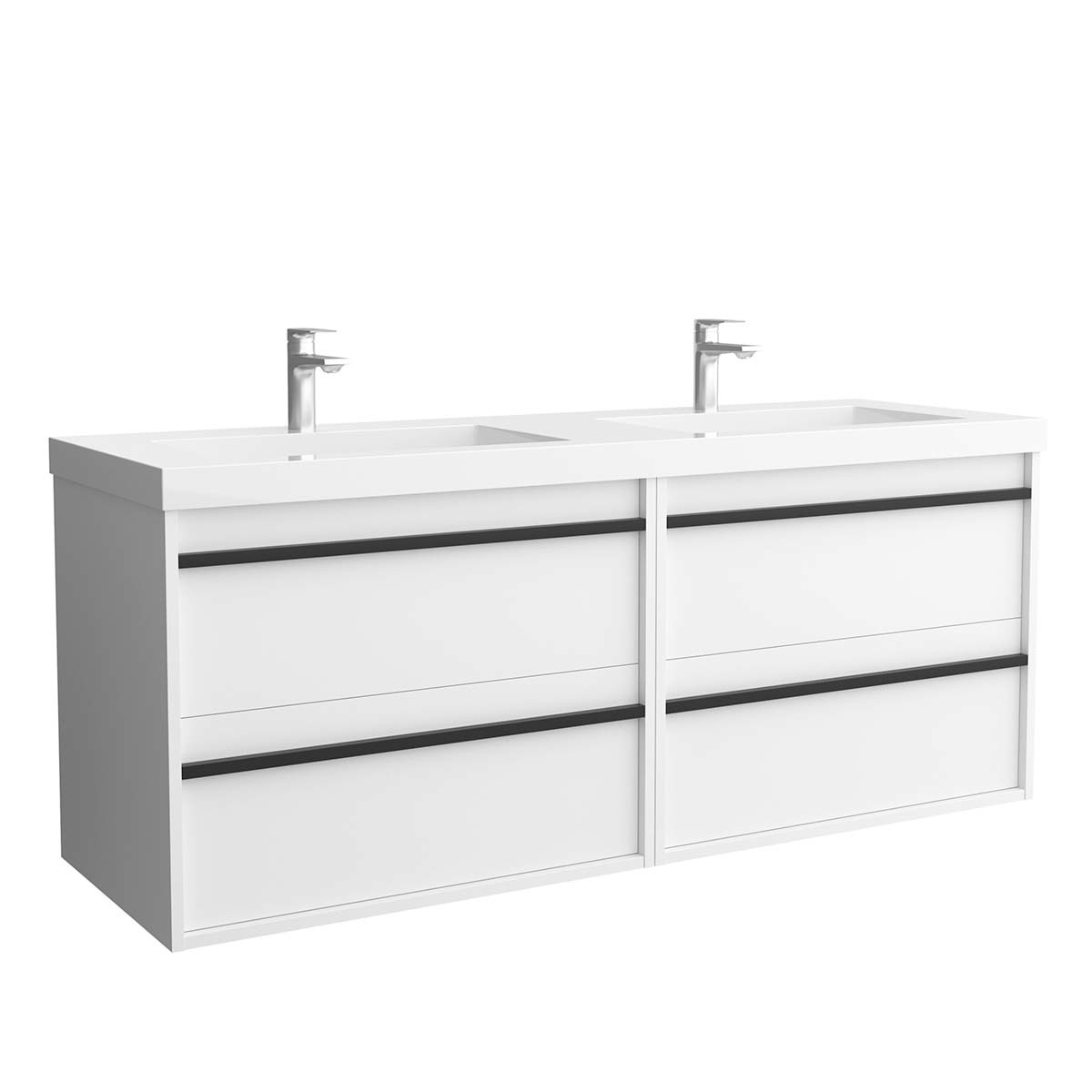 Salgar - Mueble de baño con 4 cajones y lavabo doble de carga mineral Attila Salgar.