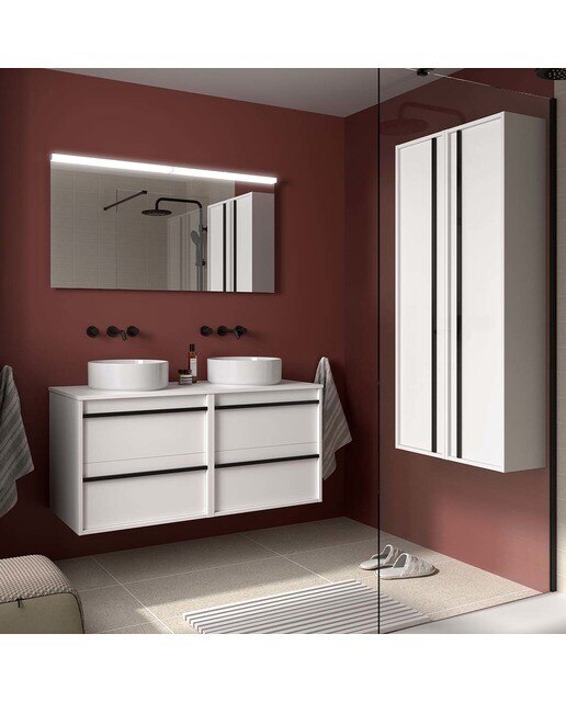 Mueble de baño con 4 cajones y encimera Attila Salgar - Blanco Satín 120 cm Blanco Satín-3