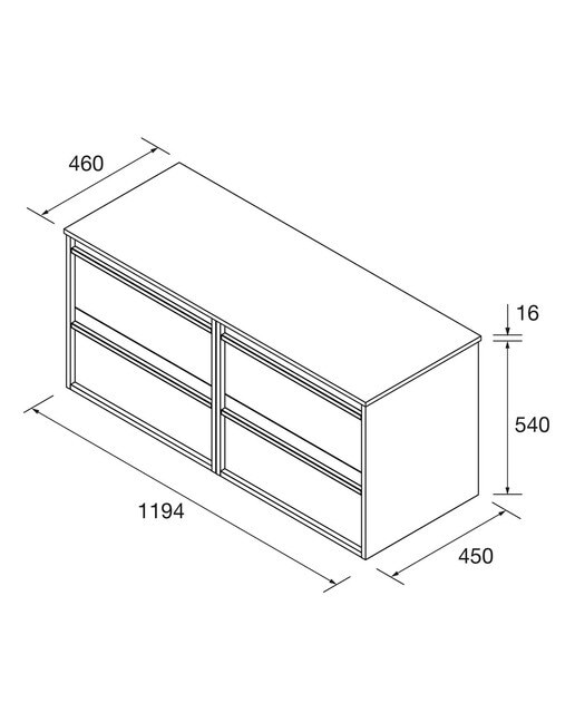 Mueble de baño con 4 cajones y encimera Attila Salgar - Blanco Satín 120 cm Blanco Satín-4