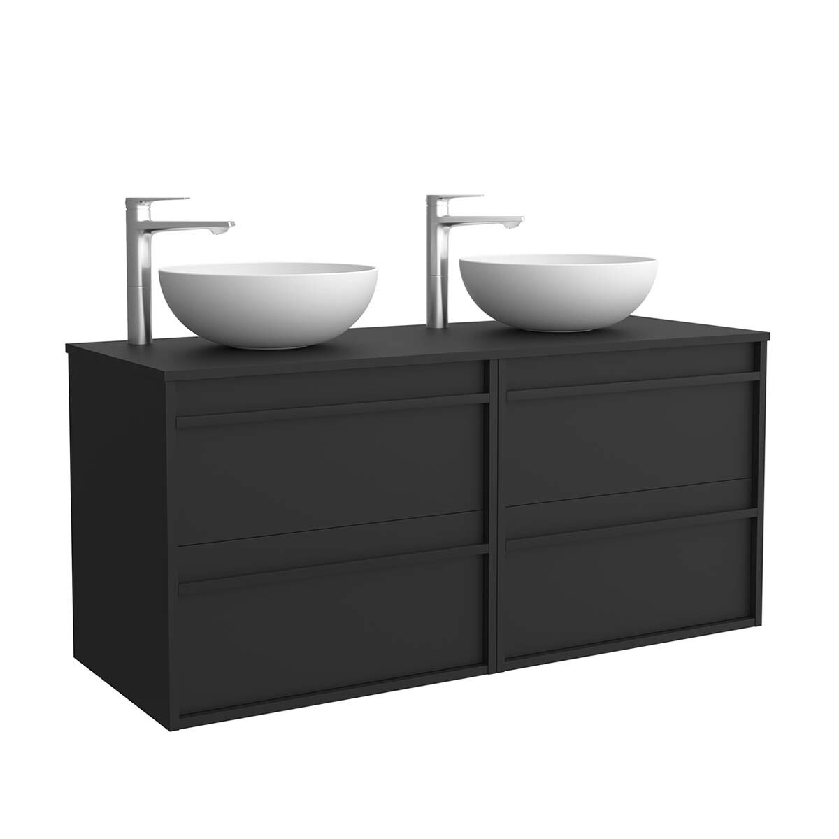 Mueble de baño con 4 cajones y encimera Attila Salgar - Negro Satín 120 cm Negro Satín-1