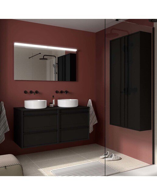 Mueble de baño con 4 cajones y encimera Attila Salgar - Negro Satín 120 cm Negro Satín-3