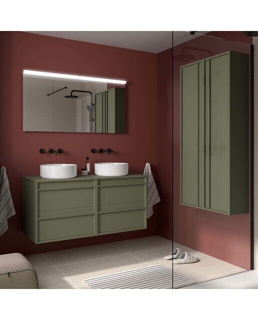 Mueble de baño con 4 cajones y encimera Attila Salgar - Verde Satín 120 cm Verde Satín-3